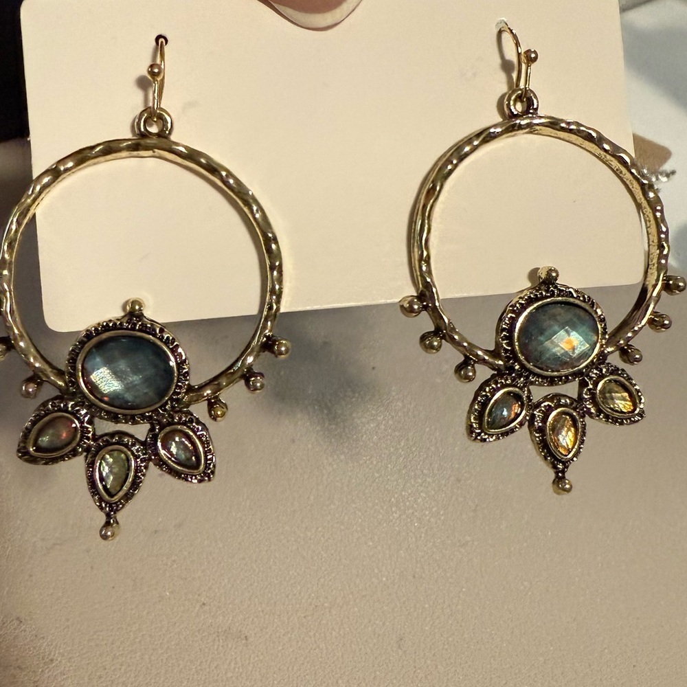 NEW Gold and Blue BoHo Dangle Earrings